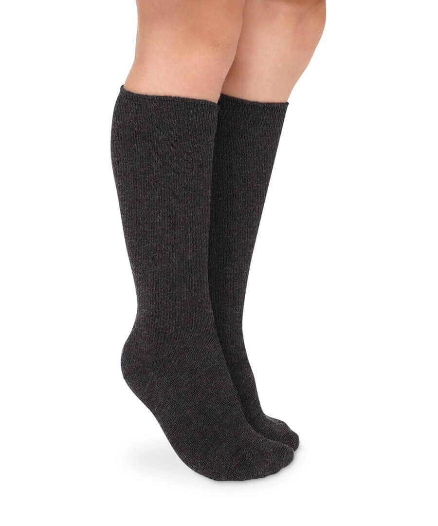 Grey Knee Socks are a fashionable accessory for skirts and dresses.