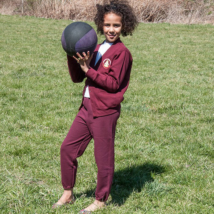 Burgundy Gym Pants are very plush and high quality. Perfect for boys and girls alike.